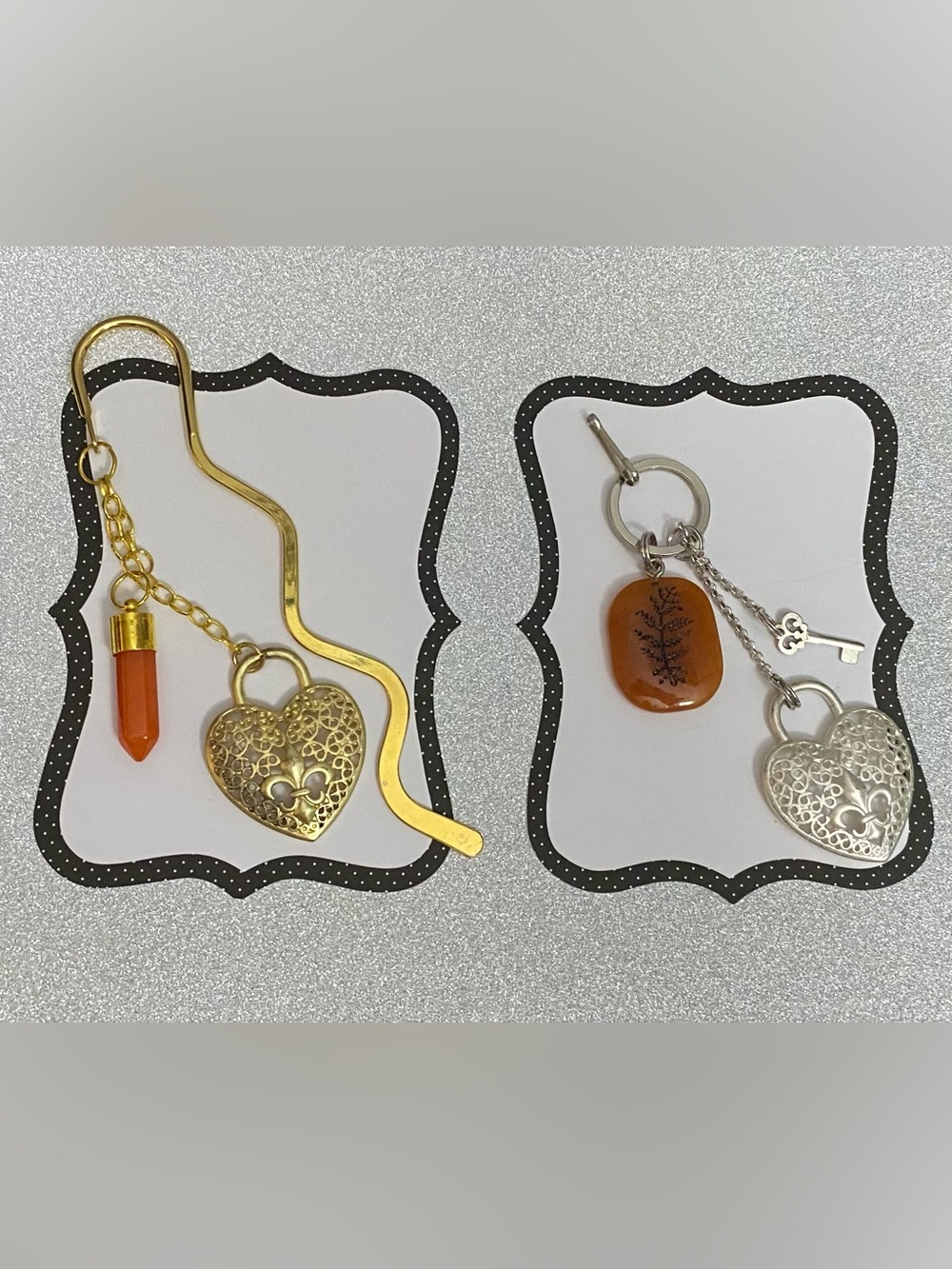 NEW Heart charm Bookmark and Keychain